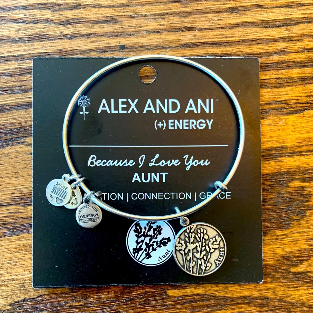 Alex and Ani silver Aunt charm bracelet